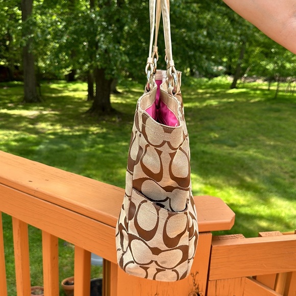 COACH Gabby Signature Large Carryall Tote Bag with Leather Trim - Picture 6 of 15